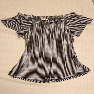 Black and white off the shoulder shirt